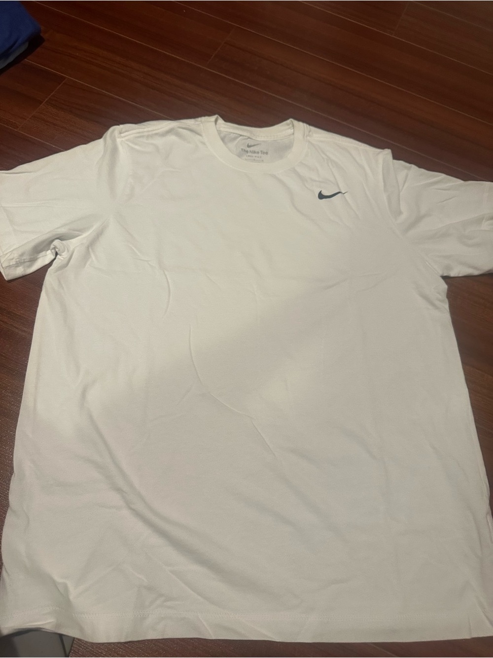 Nike White Short Sleeve Dri-FIT Crew Tee with Black Swoosh